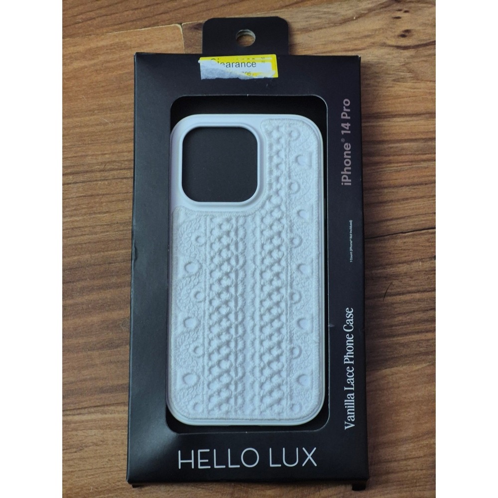 Hello Lux iPhone 14 Pro Case White Vanilla Lace Textured Protective Cover